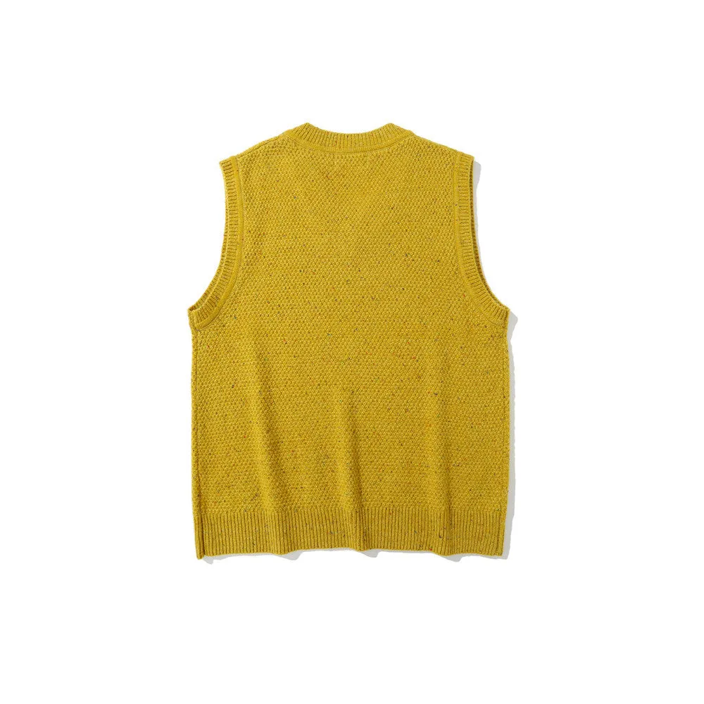 Men Sweater Vest Street Simplicity Sleeveless Knitted Vest Men's BF Idle Style Loose V-neck Sweater Vest Waistcoat