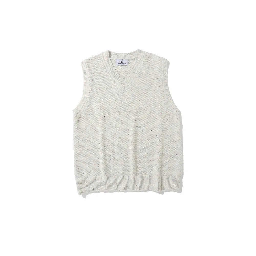 Men Sweater Vest Street Simplicity Sleeveless Knitted Vest Men's BF Idle Style Loose V-neck Sweater Vest Waistcoat