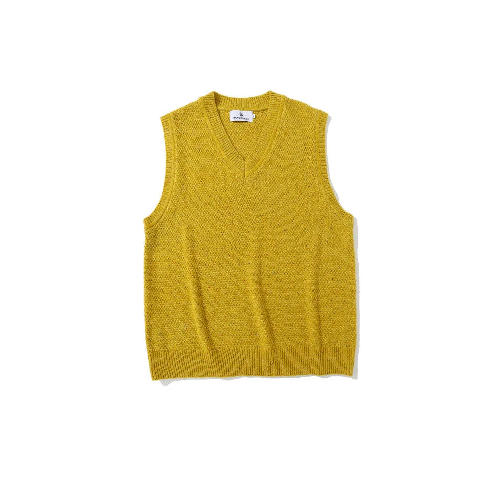 Men Sweater Vest Street Simplicity Sleeveless Knitted Vest Men's BF Idle Style Loose V-neck Sweater Vest Waistcoat