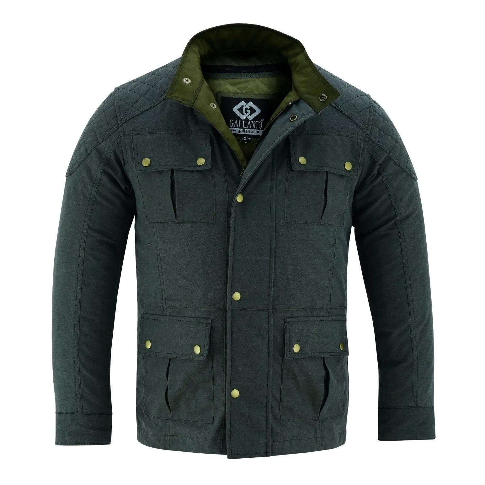 Men's Classic Green Waxed Cotton Motorcycle Jacket Textile Biker Armoured vintag