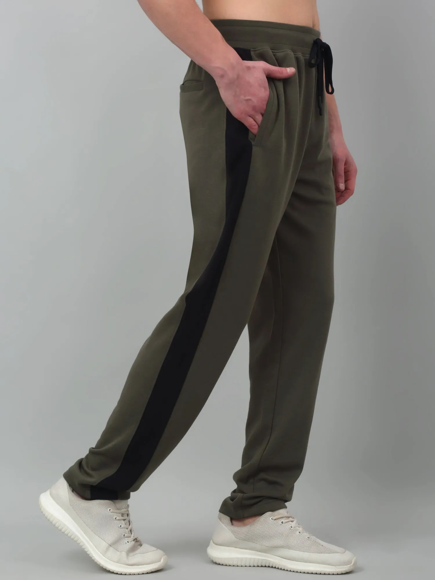 Men's Olive Green Summer Printed Drawstring Casual Track Pant