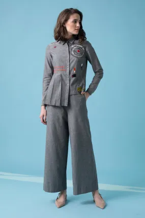 Mind Body Soul One Side Knife Pleat Shirt With Matching Flared Pants