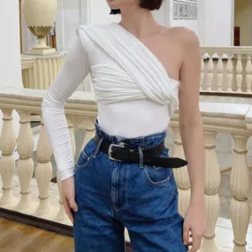 One Shoulder Wrap Bodysuit