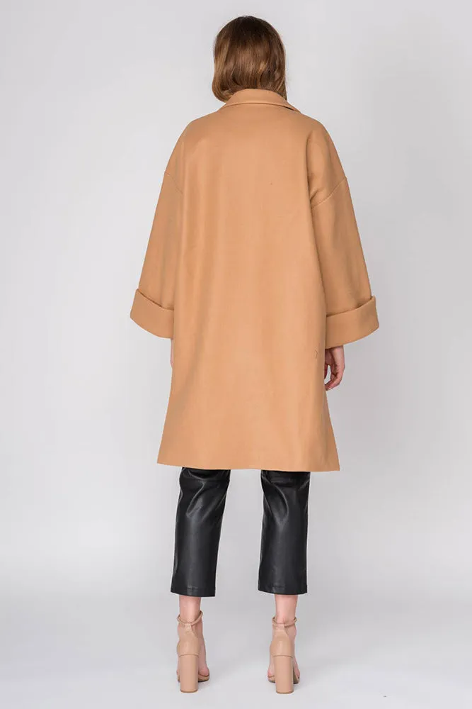 Oversized Coat with Pockets in Camel