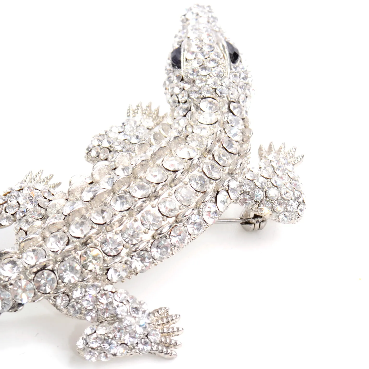 Oversized Rhinestone Alligator Statement Brooch