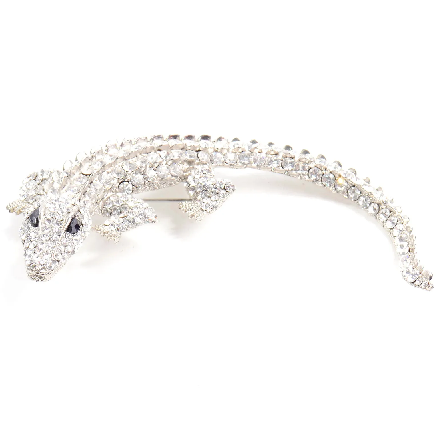 Oversized Rhinestone Alligator Statement Brooch