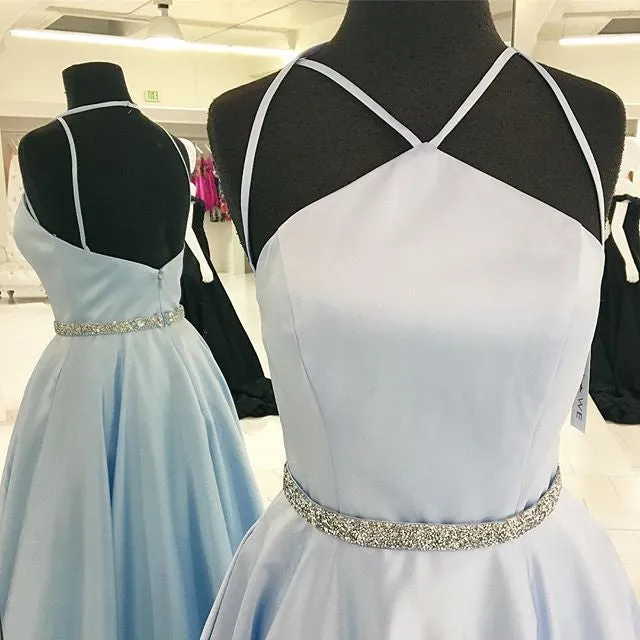 Pale Light Blue Prom Dress Ball Gown Prom Dress Long Disney Prom Dress MA171
