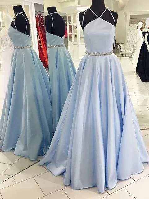 Pale Light Blue Prom Dress Ball Gown Prom Dress Long Disney Prom Dress MA171