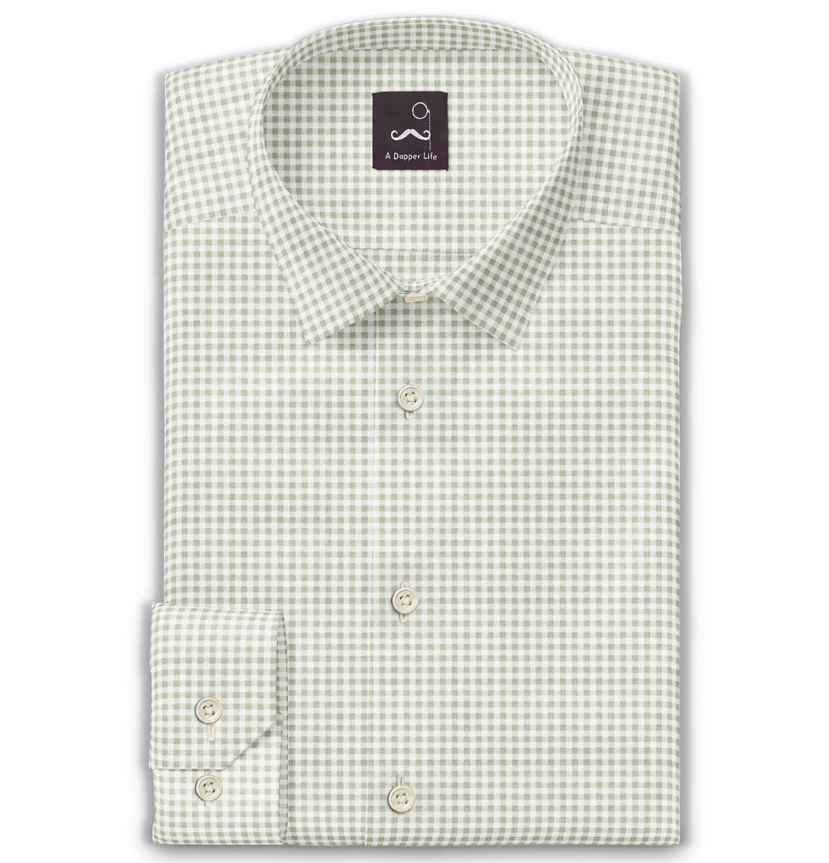 Pure Cotton - Long Sleeve - Beige Gingham Check Print