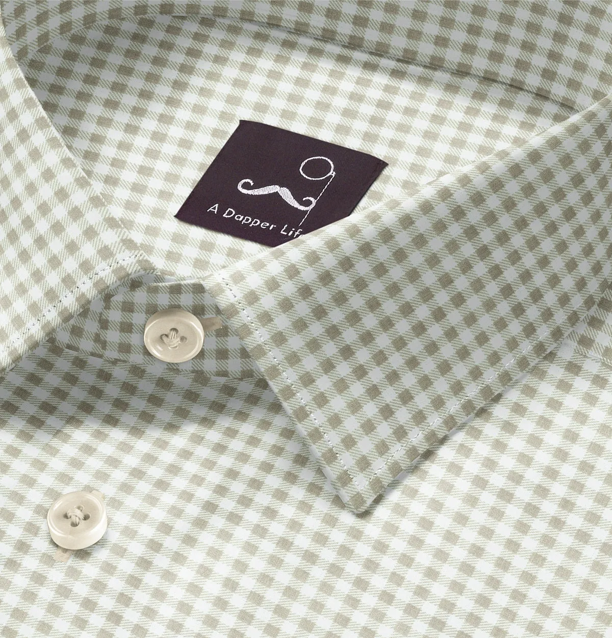 Pure Cotton - Long Sleeve - Beige Gingham Check Print
