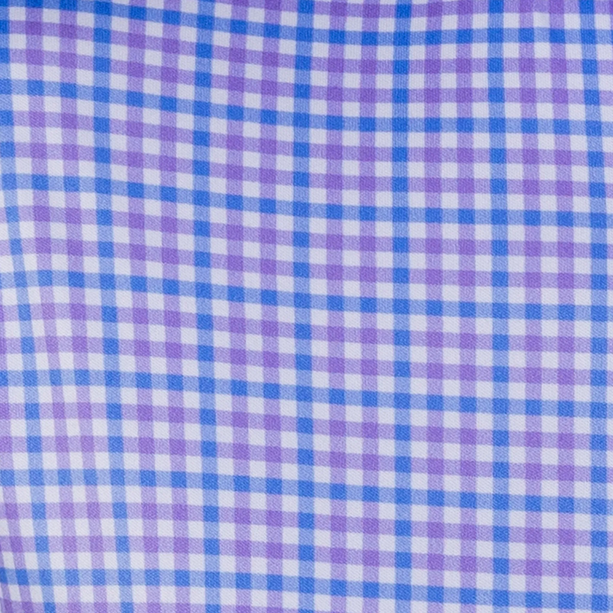 Quattro Flex Dress Shirt with Button Down Collar Blue and Purple Tattersall