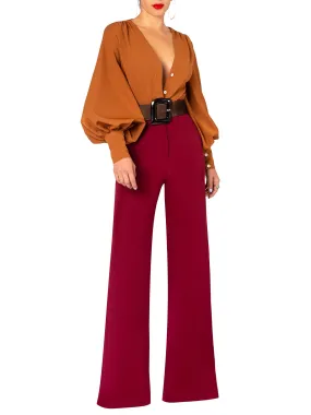 "Sojourner" Burgundy High Waist Pants