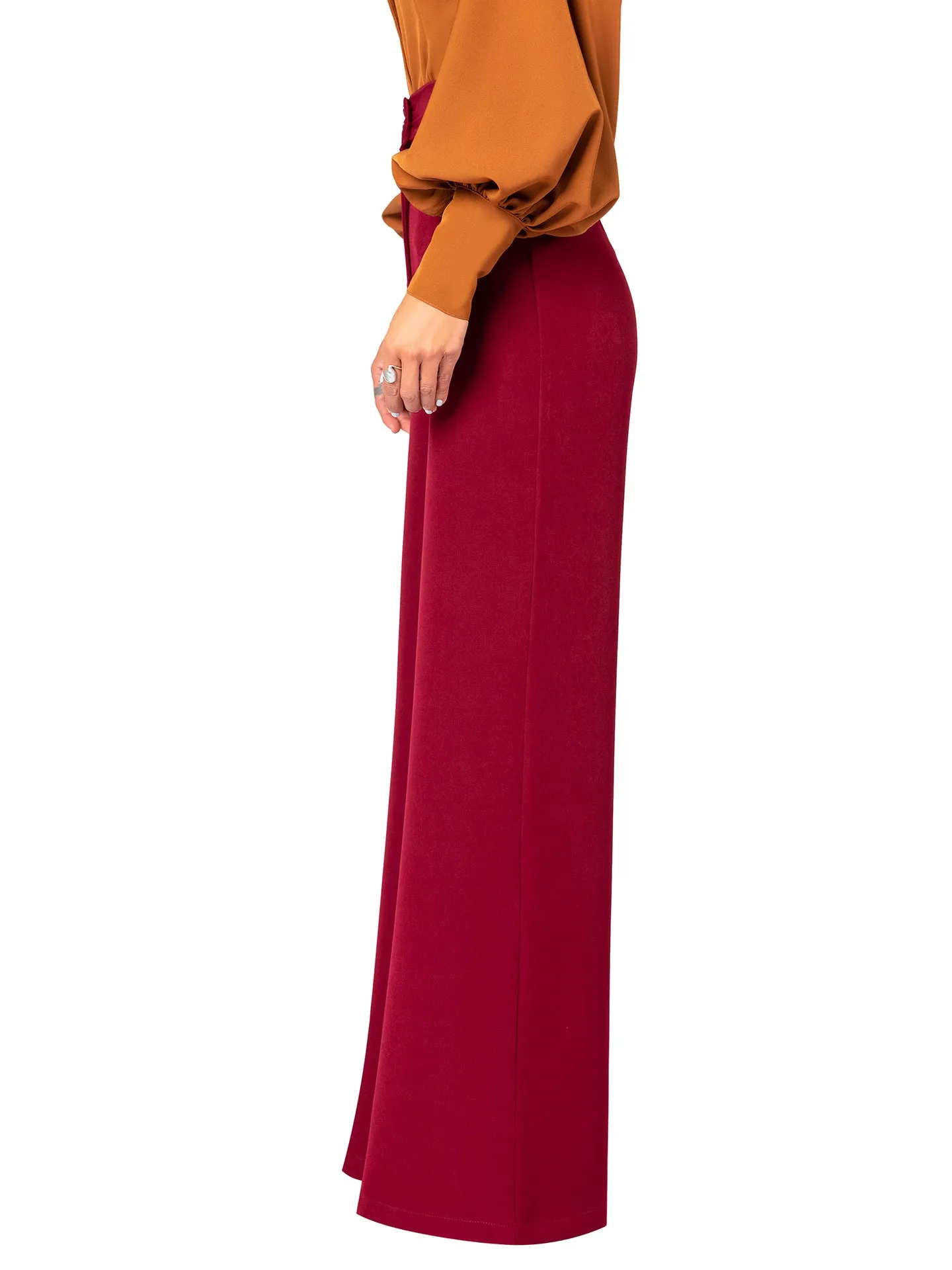 "Sojourner" Burgundy High Waist Pants