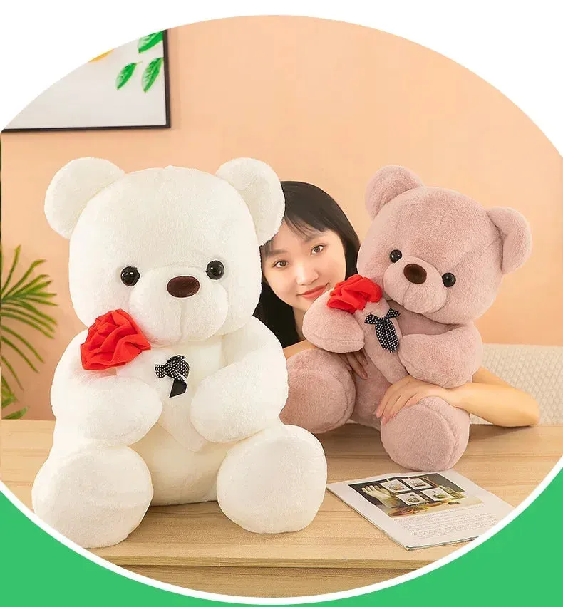 "Valentine's Day Rose Teddy Bear Plush Toy – Perfect Gift for Girls & Loved Ones"