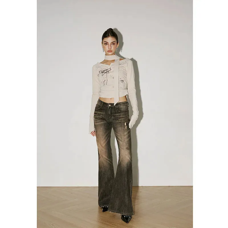 Retro Streetwear High Waist Wide Leg Denim Pants