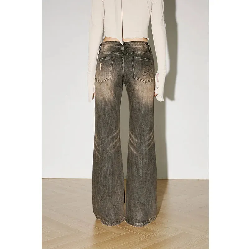 Retro Streetwear High Waist Wide Leg Denim Pants