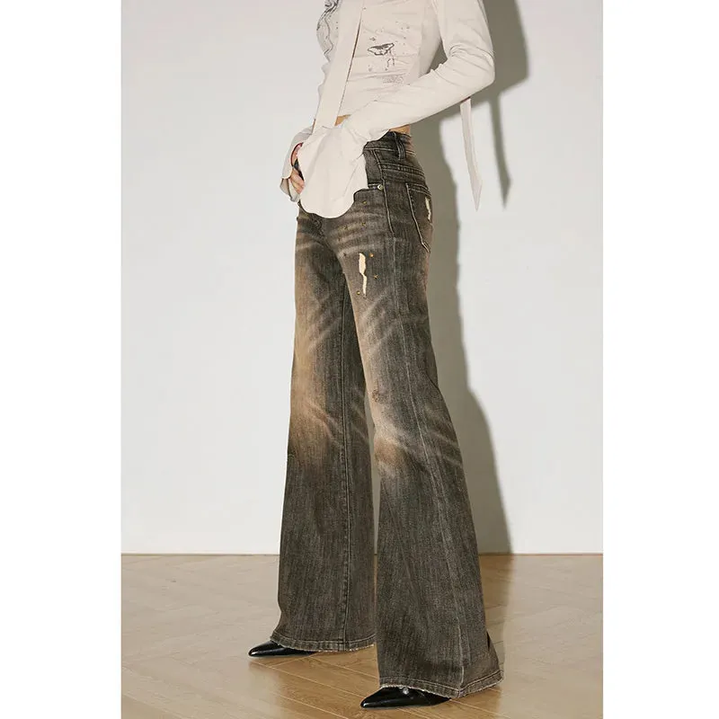 Retro Streetwear High Waist Wide Leg Denim Pants