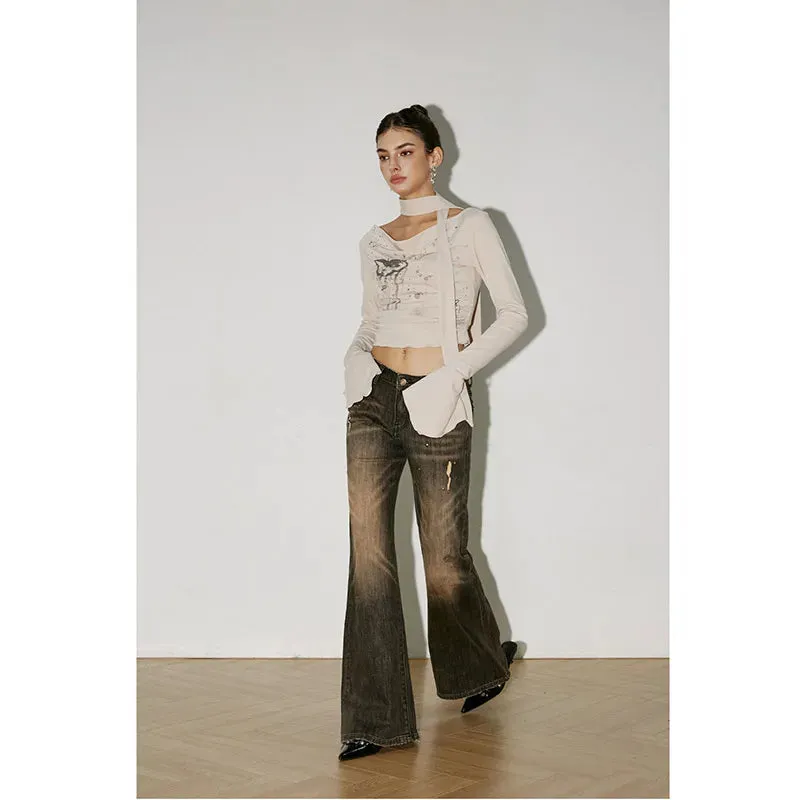 Retro Streetwear High Waist Wide Leg Denim Pants
