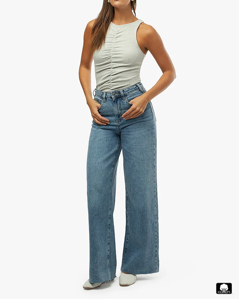 Ruched Muscle Tank Bodysuit