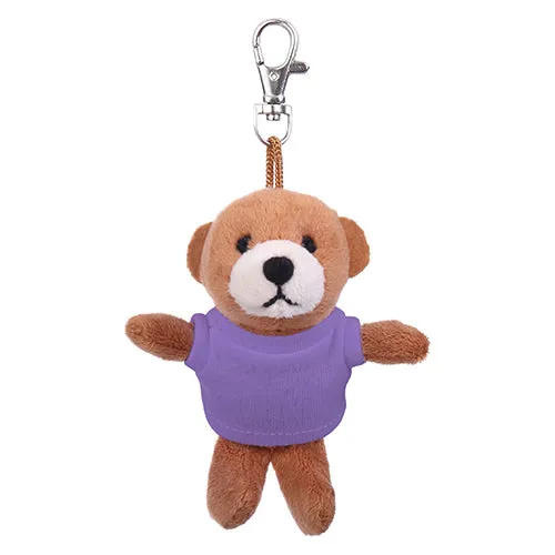 Soft Plush Brown Teddy Bear Keychain with Tee