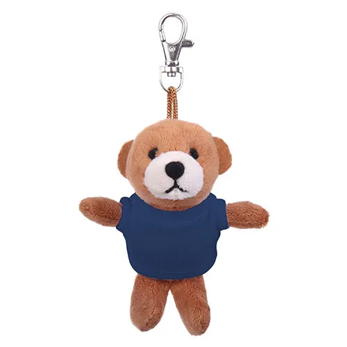 Soft Plush Brown Teddy Bear Keychain with Tee