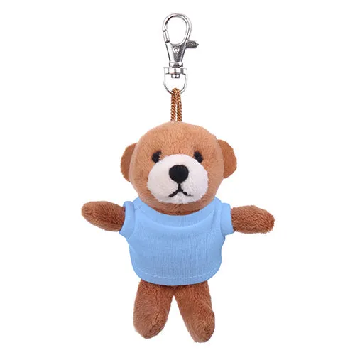 Soft Plush Brown Teddy Bear Keychain with Tee