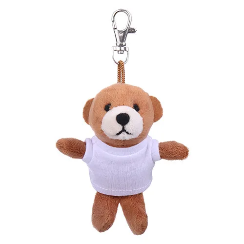 Soft Plush Brown Teddy Bear Keychain with Tee