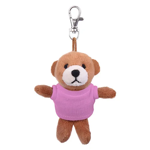 Soft Plush Brown Teddy Bear Keychain with Tee