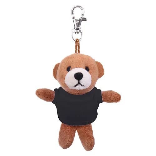 Soft Plush Brown Teddy Bear Keychain with Tee