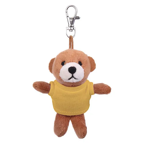 Soft Plush Brown Teddy Bear Keychain with Tee