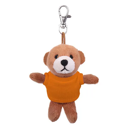 Soft Plush Brown Teddy Bear Keychain with Tee