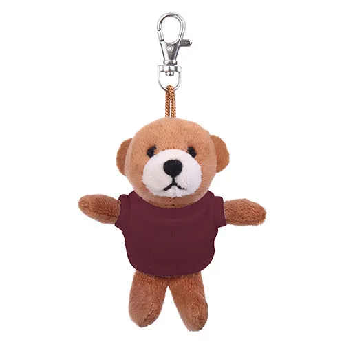 Soft Plush Brown Teddy Bear Keychain with Tee