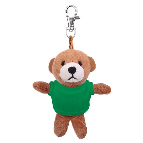 Soft Plush Brown Teddy Bear Keychain with Tee