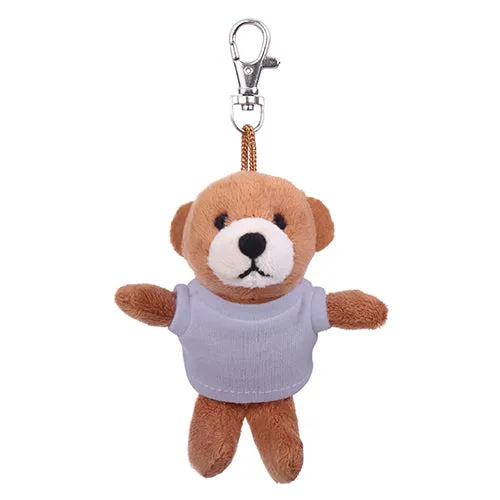 Soft Plush Brown Teddy Bear Keychain with Tee