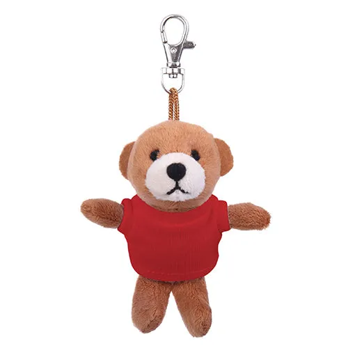 Soft Plush Brown Teddy Bear Keychain with Tee