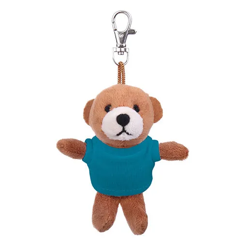 Soft Plush Brown Teddy Bear Keychain with Tee