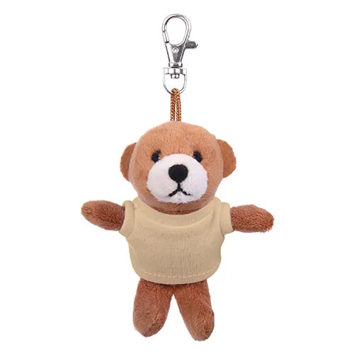 Soft Plush Brown Teddy Bear Keychain with Tee