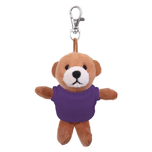 Soft Plush Brown Teddy Bear Keychain with Tee