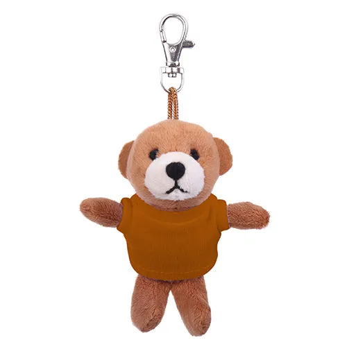 Soft Plush Brown Teddy Bear Keychain with Tee