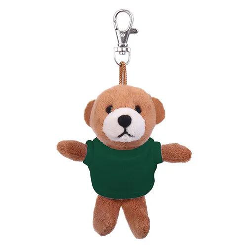 Soft Plush Brown Teddy Bear Keychain with Tee