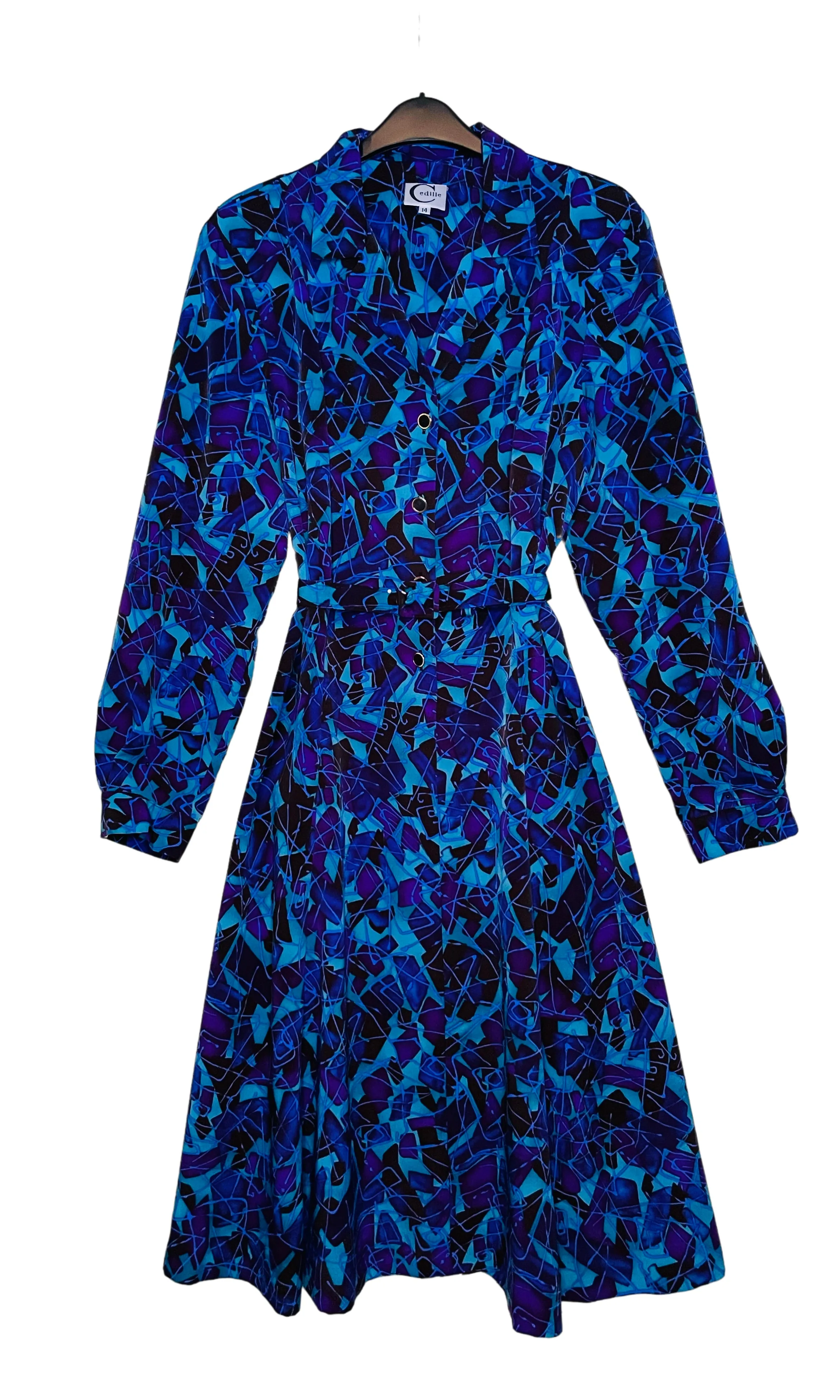 Vintage Aztec Print Shirt Dress