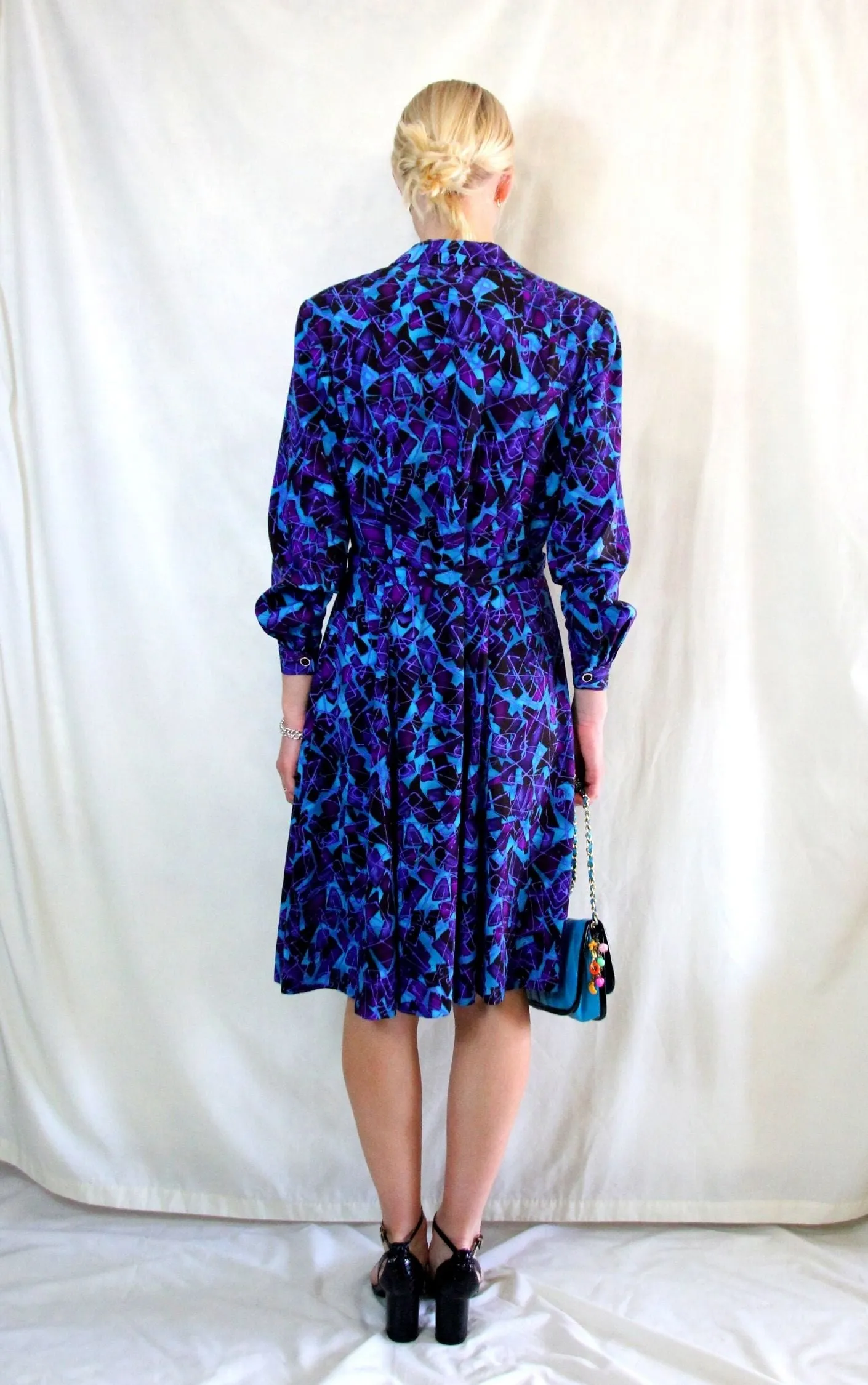 Vintage Aztec Print Shirt Dress