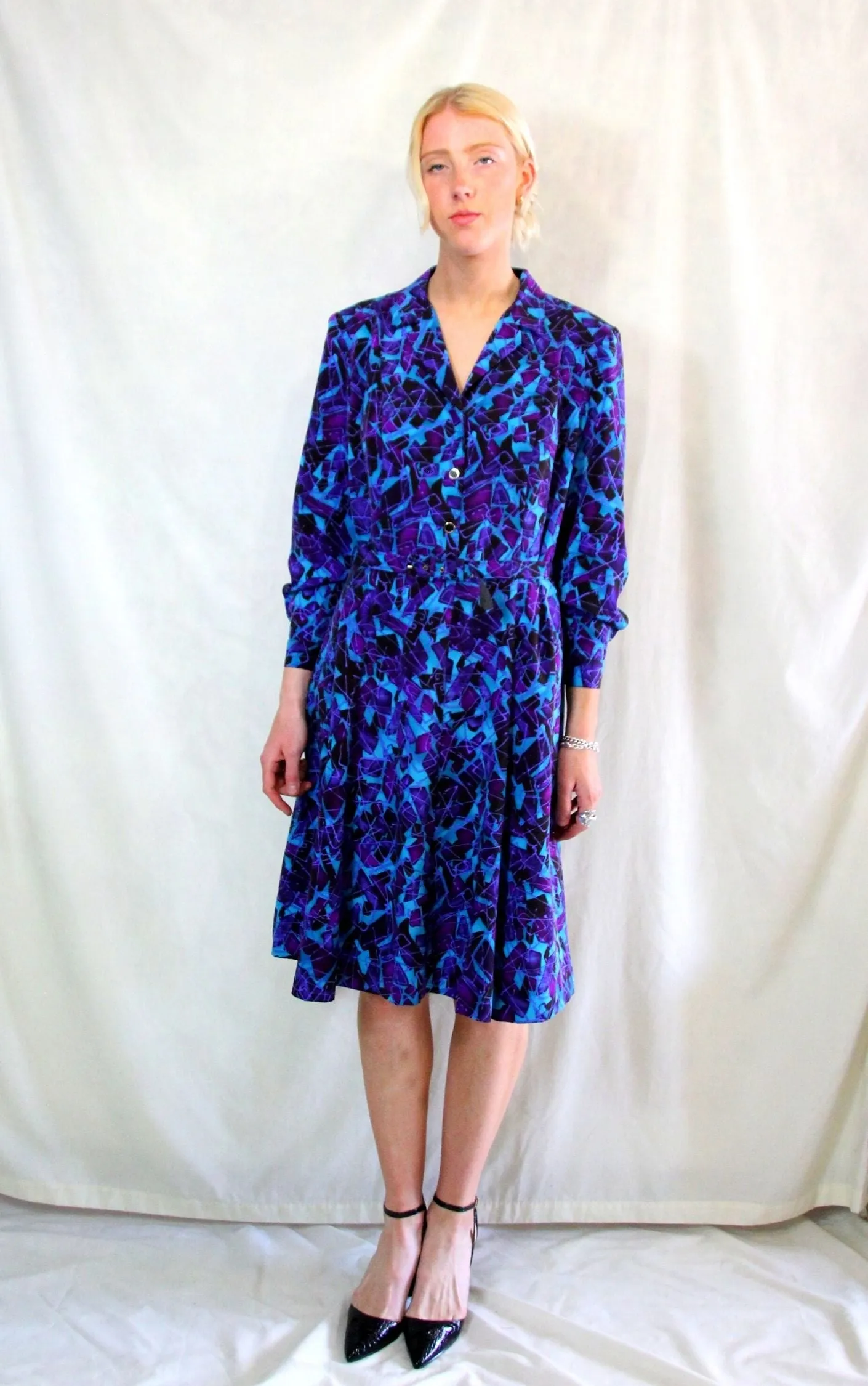Vintage Aztec Print Shirt Dress