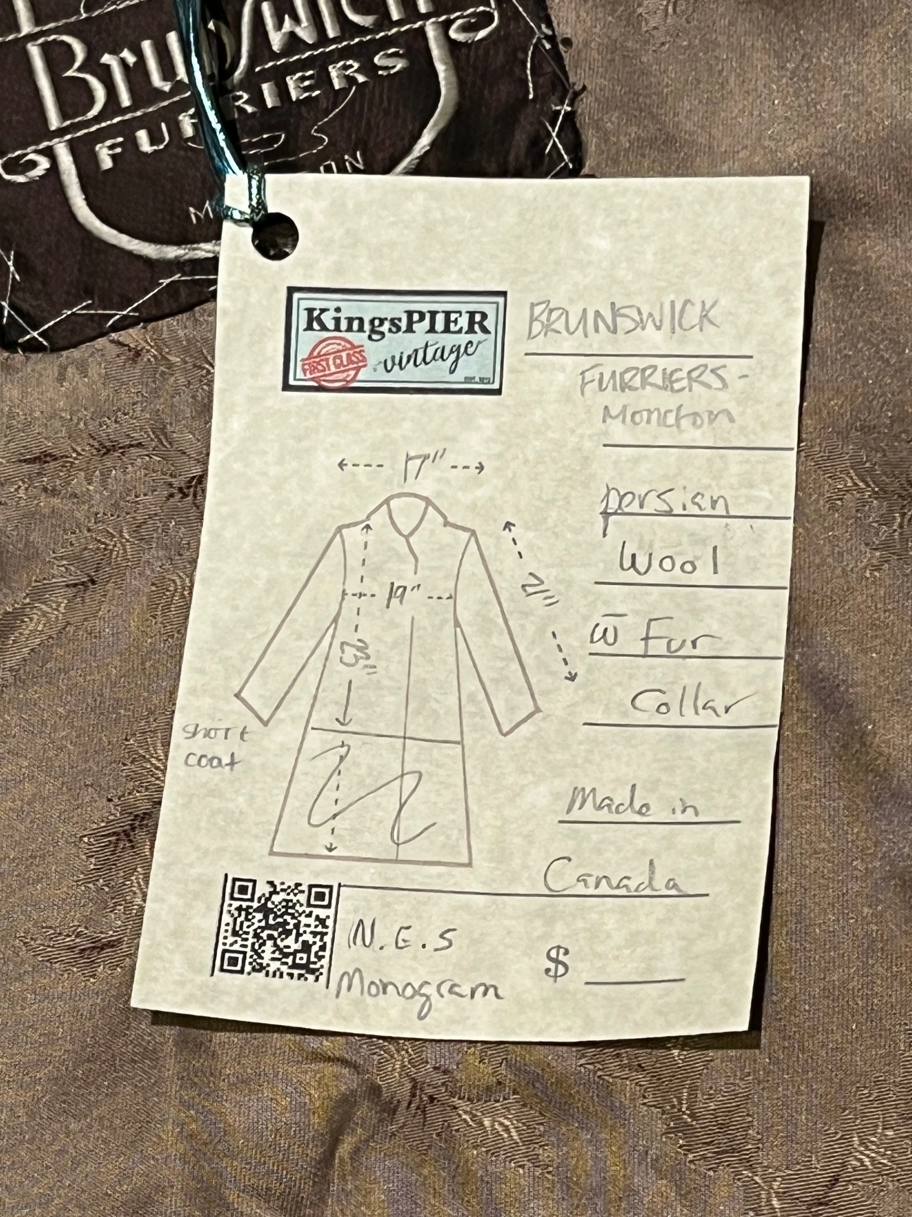 Vintage Brunswick Furriers Brown Persian Lamb Jacket with Fur Collar, Made in Canada, Chest 38”