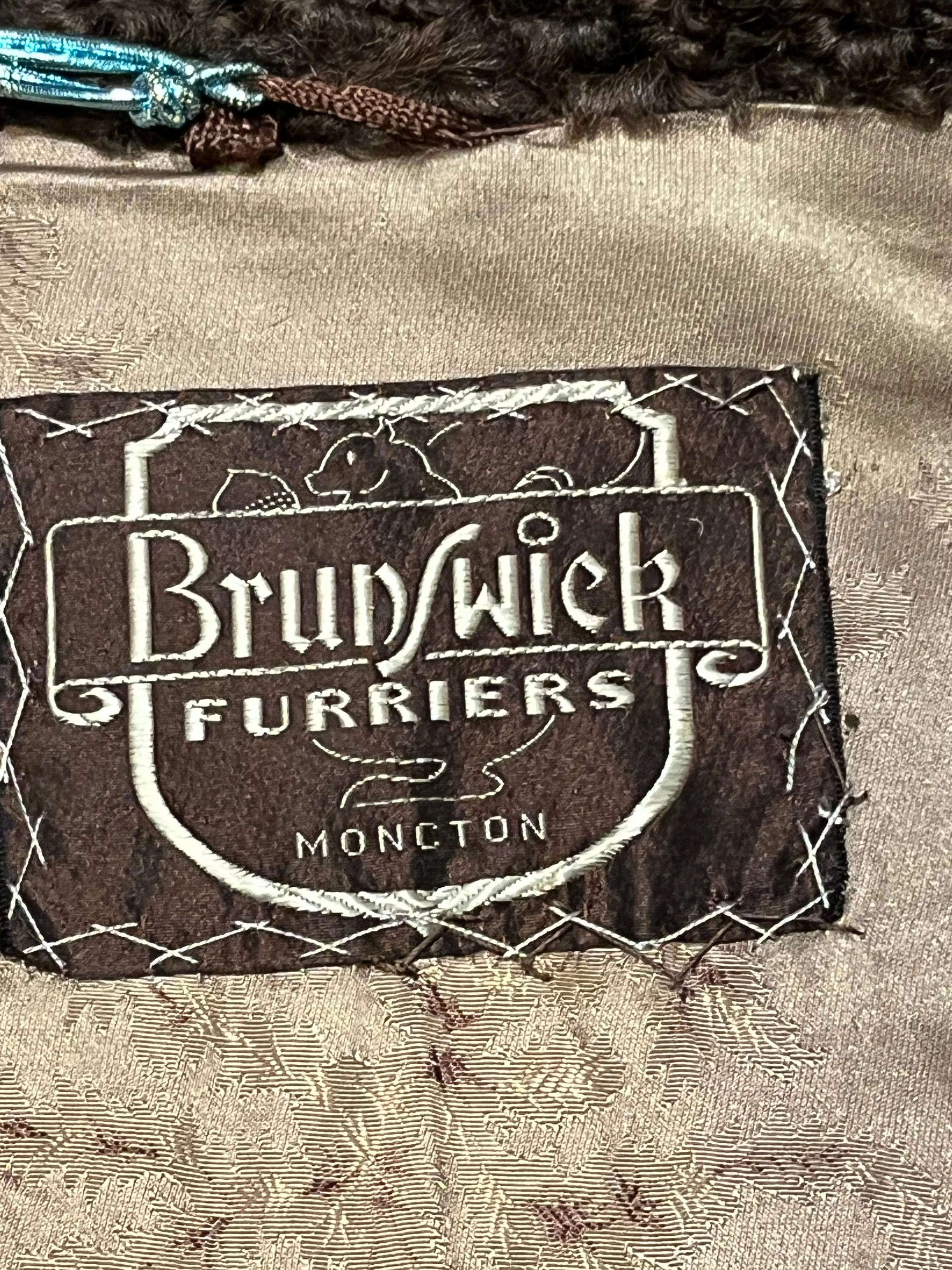 Vintage Brunswick Furriers Brown Persian Lamb Jacket with Fur Collar, Made in Canada, Chest 38”