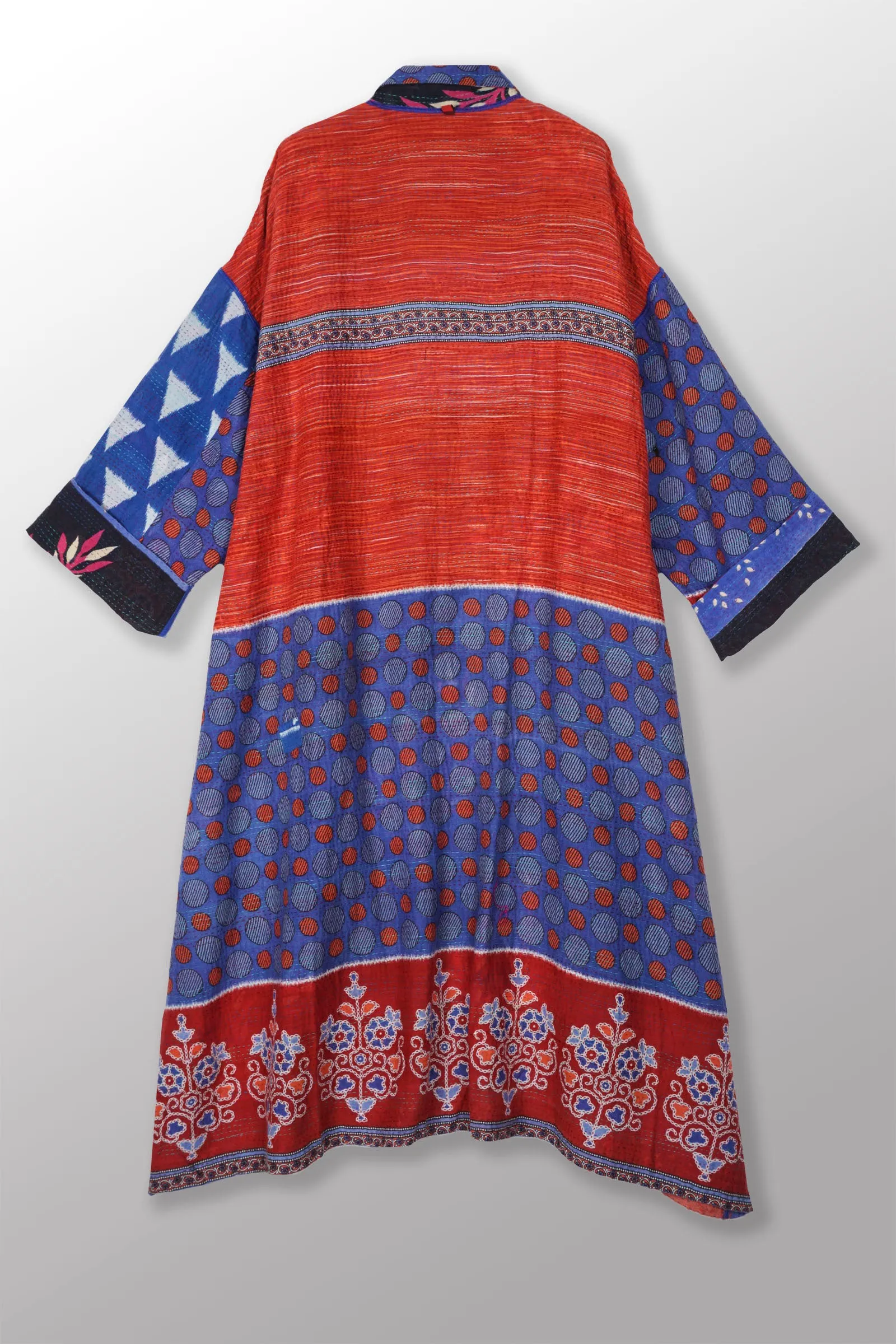 VINTAGE COTTON KANTHA OVERSIZED COAT - cv2326-0004a -