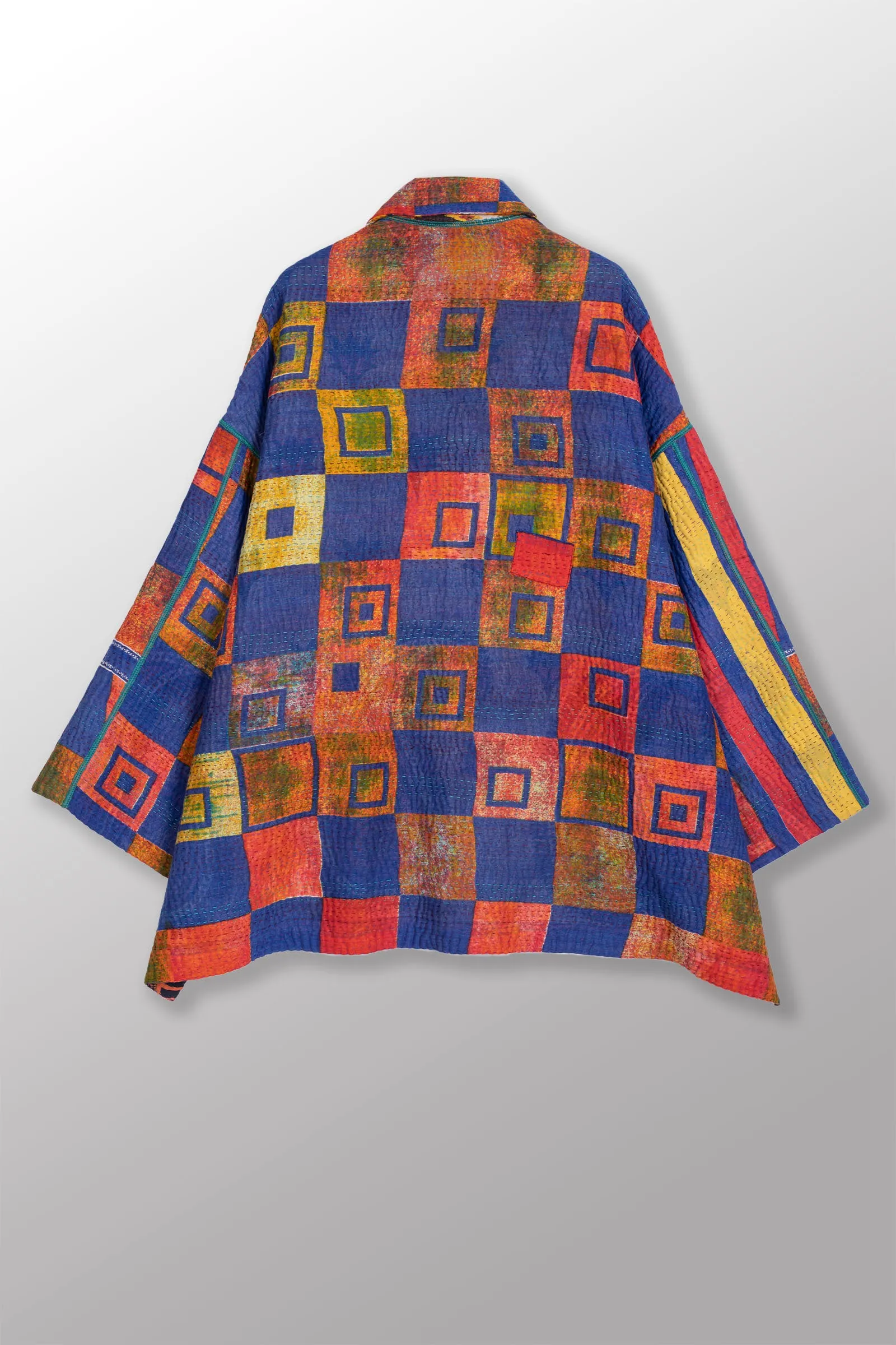 VINTAGE COTTON KANTHA OVERSIZED MINI COAT - cv4332-0035a -