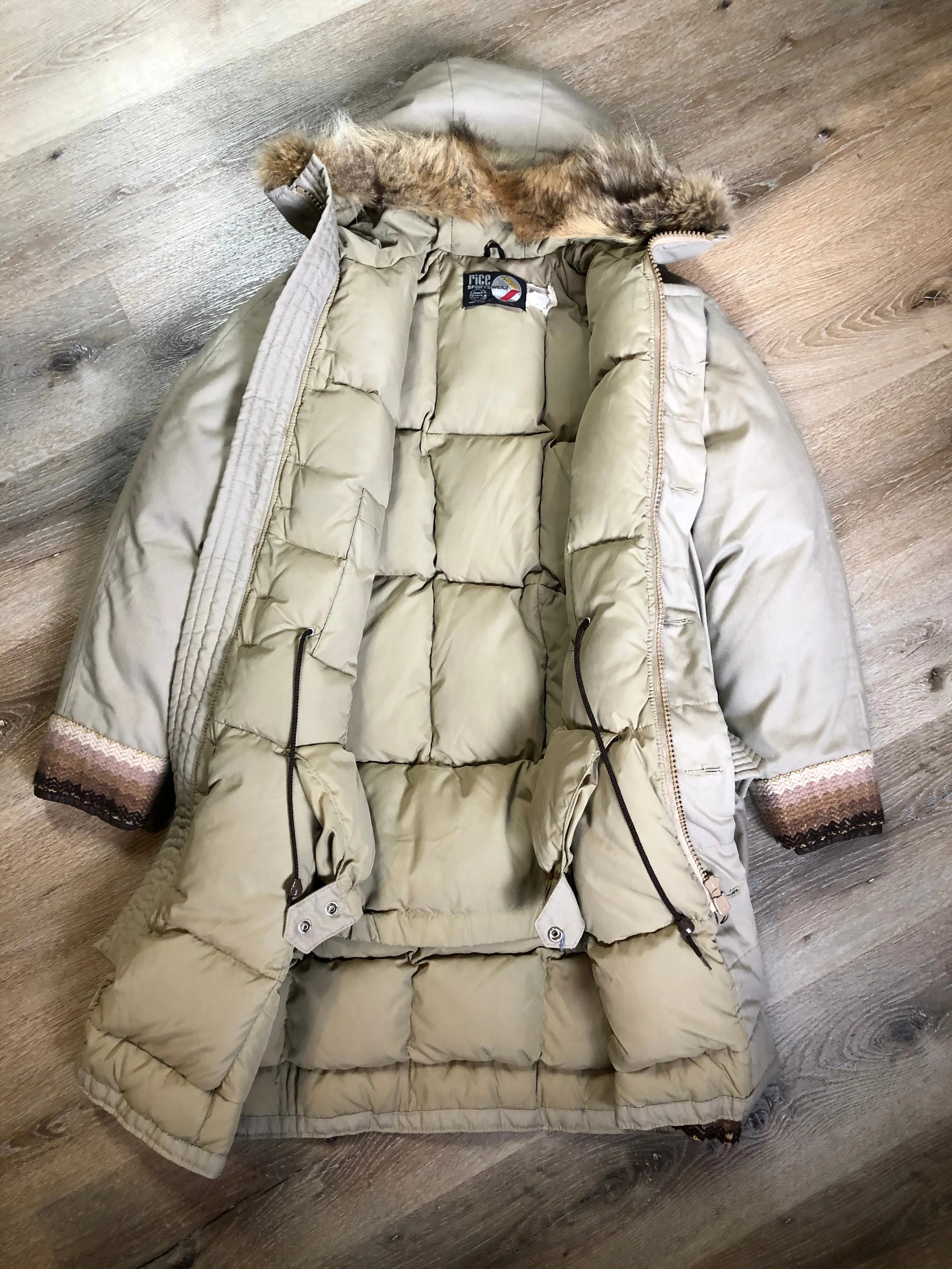Vintage Rice Sportswear Beige Down-Filled Parka, Made in Canada SOLD
