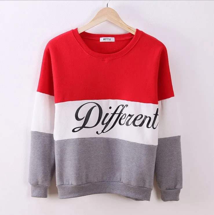 Winter newest style cotton hoodies letters Diffferent printed mix color casual sweatshirt women fleece sweatshirts